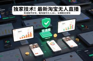 独家技术！最新淘宝无人直播：无违规不封号，矩阵操作日入1K+，长期稳定变现【揭秘】-88项目资源库