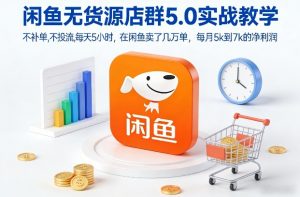 闲鱼无货源店群5.0实战教学，不补单，不投流，每天5小时，在闲鱼卖了几万单，每月5k到7k的净利润-88项目资源库