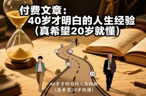 付费文章：40岁才明白的人生经验（真希望20岁就懂）-88项目资源库