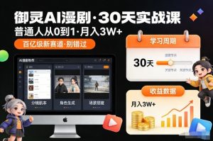 御灵AI漫剧30天实战课，普通人从0到1，月入3W+，别错过这个百亿级新赛（更新中）-88项目资源库