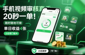 手机视频审核真香！20秒一单，随时随地可做，单日收益4张，小白零门槛冲【揭秘】-88项目资源库