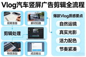 Vlog感觉汽车竖屏广告剪辑脚本全流程,拿捏爆款Vlog质感-88项目资源库