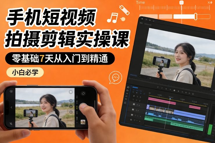 手机短视频拍摄剪辑实操课，零基础7天从入门到精通，小白必学-88项目资源库