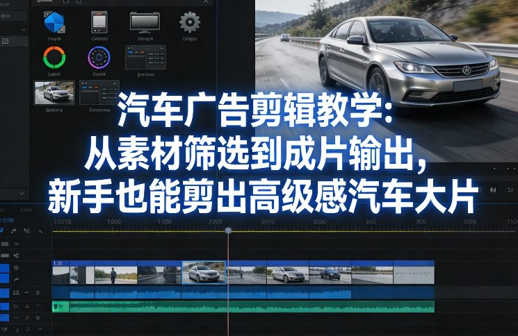 汽车广告剪辑教学：从素材筛选到成片输出，新手也能剪出高级感汽车大片-88项目资源库