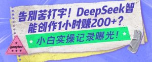 告别苦打字！DeepSeek智能创作1小时入2张？小白实操记录曝光-88项目资源库