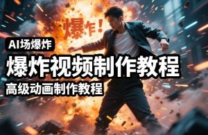 AI场景爆炸视频制作教程，利用人物实拍视频制作出高级的动画特效-88项目资源库