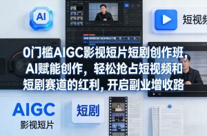 0门槛AIGC影视短片短剧创作班，AI赋能创作，轻松抢占短视频和短剧赛道的红利，开启副业增收路-88项目资源库
