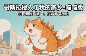哥斯拉侵入了我的家乡–喵喵版短视频制作教学，快速起号涨粉-88项目资源库