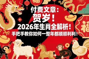 付费文章:贺岁!2026年生肖全解析!手把手教你如何一整年都顺顺利利!-88项目资源库