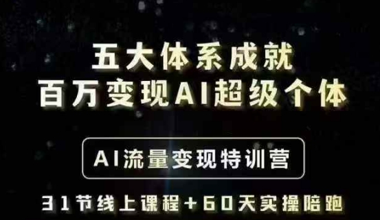 五大体系成就百万变现AI超级个体- AI流量变现特训营，一步一步教你一个人怎么年入百W-88项目资源库