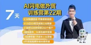 AI闪电做外贸训练营第22期:Al快速选品+小白1小时完成独立站搭建+10分钟获取200个客户等-88项目资源库