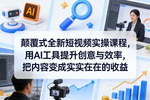 颠覆式全新短视频实操课程，用AI工具提升创意与效率，把内容变成实实在在的收益-88项目资源库