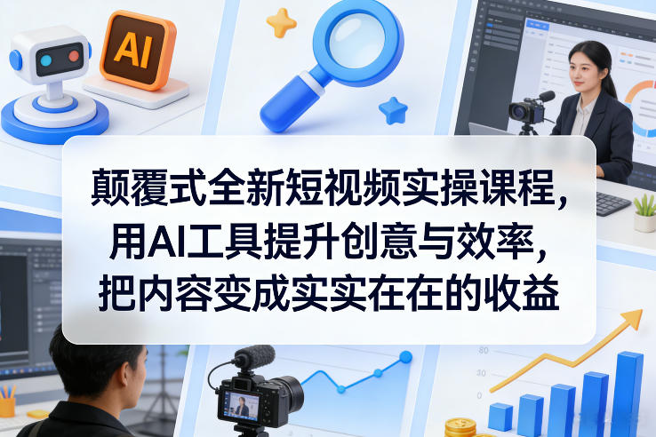 颠覆式全新短视频实操课程，用AI工具提升创意与效率，把内容变成实实在在的收益-88项目资源库