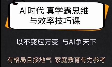 Ai时代真学霸思维与学习方法课，有格局且接地气，家庭教育有力参考-88项目资源库