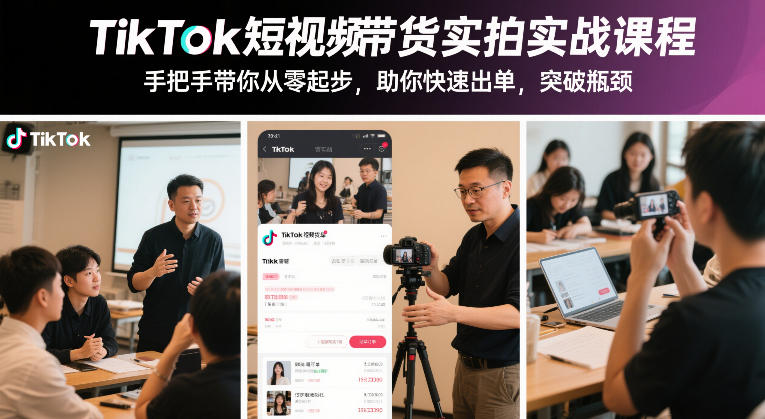TikTok短视频带货实拍实战课程，手把手带你从零起步，助你快速出单，突破瓶颈-88项目资源库