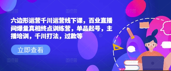 六边形运营千川运营线下课，百业直播间爆量真相终点训练营，单品起号，主播培训，千川打法，过款等-88项目资源库