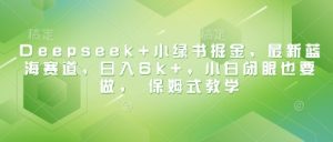 Deepseek+小绿书掘金，最新蓝海赛道，日入6k+，小白闭眼也要做， 保姆式教学-88项目资源库