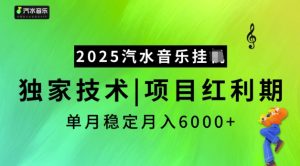 2025汽水音乐挂JI,独家技术,项目红利期,稳定月入5k【揭秘】-88项目资源库