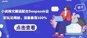 小说推文搬运配合Deepseek设定玩法揭秘，流量暴涨100%-88项目资源库