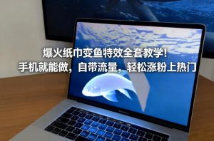 爆火纸巾变鱼特效全套教学！手机就能做，自带流量，轻松涨粉上热门-88项目资源库