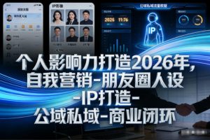 个人影响力打造2026年,自我营销-朋友圈人设-IP打造-公域私域-商业闭环-88项目资源库