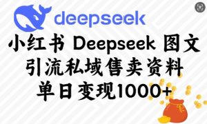 小红书Deepseek图文引流私域售卖资料,单日变现多张-88项目资源库