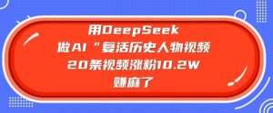 用DeepSeek做AI“复活历史人物”视频，20条视频涨粉10.2W，挣麻了-88项目资源库