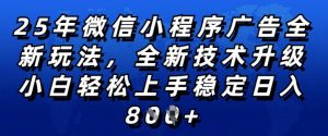 2025年微信小程序全新玩法纯小白易上手，稳定日入多张，技术全新升级，全网首发【揭秘】-88项目资源库