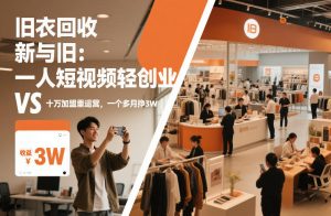 旧衣回收“新”与“旧”:一人短视频轻创业,VS十万加盟重运营,一个多月挣3W【揭秘】-88项目资源库