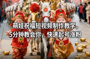 萌娃祝福短视频制作教学，5分钟教会你，快速起号涨粉-88项目资源库