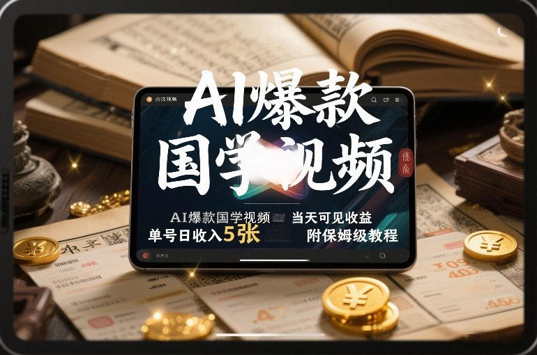 AI爆款国学视频，独家起号方法，小白直接上手，当天可见收益，单号日收入5张+附保姆级教程-88项目资源库