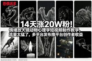 14天涨20W粉!情绪放大镜动物心理学短视频制作教学,流量太猛了,多平台发布撸平台创作者收益-88项目资源库