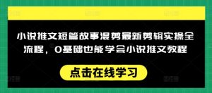 小说推文短篇故事混剪最新剪辑实操全流程，0基础也能学会小说推文教程，肯干多发日入多张-88项目资源库