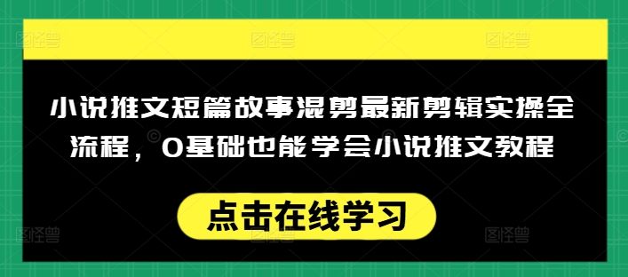 小说推文短篇故事混剪最新剪辑实操全流程，0基础也能学会小说推文教程，肯干多发日入多张-88项目资源库