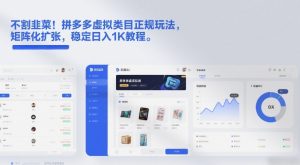 不割韭菜!拼多多虚拟类目正规玩法,矩阵化扩张,稳定日入1K教程【揭秘】-88项目资源库