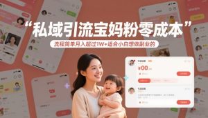 私域引流宝妈粉零成本流程简单月入超过1W+适合小白想做副业的-88项目资源库