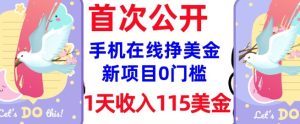 在线挣美金新项目,0门槛,1天收入115美刀,无脑操作,真正被动收入-88项目资源库