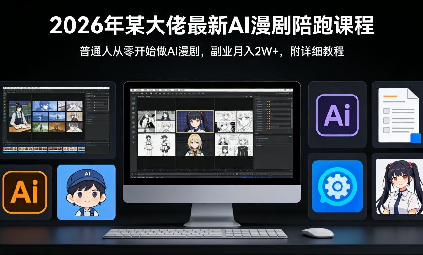 26年某大佬最新Ai漫剧陪跑课程，普通人从零开始做AI漫剧，副业月入2W+-88项目资源库