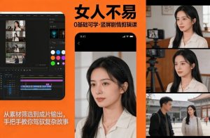 0基础可学！《女人不易》竖屏剧情剪辑课，从素材筛选到成片输出，手把手教你驾驭复杂故事-88项目资源库