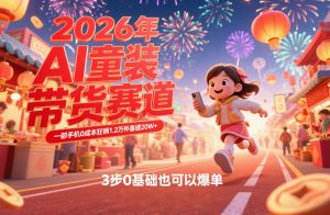 AI童装新春带货赛道，一部手机0成本狂销1.2万件喜提20W+，3步0基础也可以爆单-88项目资源库