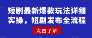 短剧最新爆款玩法详细实操，短剧发布全流程-88项目资源库