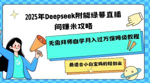 2025年Deepseek附能绿幕直播间挣米攻略无需拜师自学月入过W保姆级教程，最适合小白宝妈的轻创业-88项目资源库