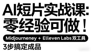 AI短片实战课:零经验可做,Midjourney+ElevenLabs双工具,3步搞定成品-88项目资源库