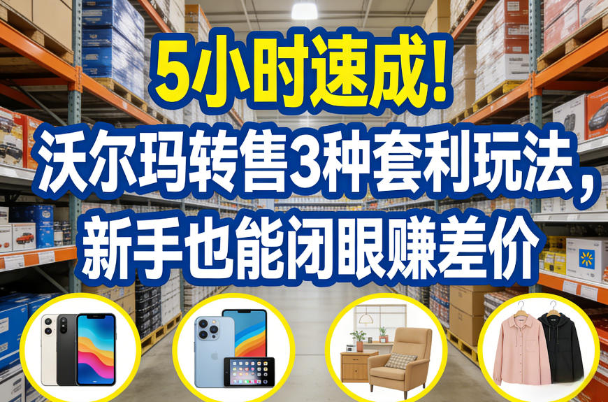 5小时速成！沃尔玛转售3种套利玩法，新手也能闭眼賺差价-88项目资源库