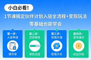 小白必看!1节课搞定伙伴计划入驻全流程+变现玩法,零基础也能学会-88项目资源库