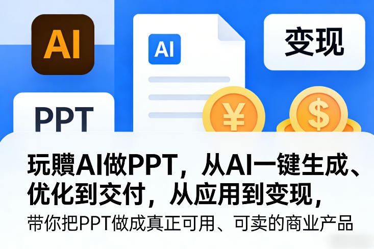 玩賺AI做PPT，从AI一键生成、优化到交付，从应用到变现，带你把PPT做成真正可用、可卖的商业产品-88项目资源库