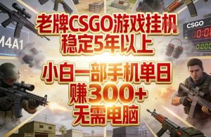 老牌CSGO游戏挂G,稳定5年以上,小白一部手机单日賺3张+,无需电脑【揭秘】-88项目资源库