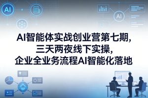 AI智能体实战创业营第七期，三天两夜线下实操，企业全业务流程AI智能化落地（26年1月20-22号）-88项目资源库