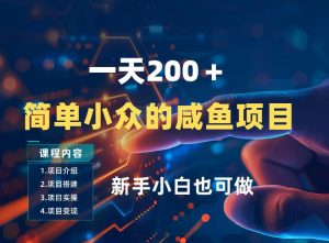 一天收入2张，一个简单小众的咸鱼项目，0门槛小白也能做-88项目资源库