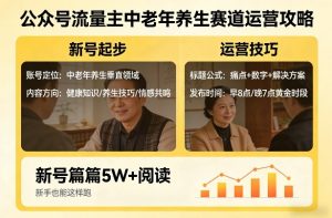 公众号流量主中老年养生赛道,新号篇篇5W+阅读,新手也能这样跑-88项目资源库